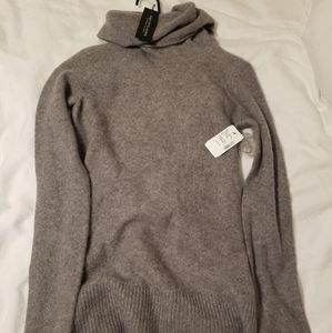 100% cashmere grey cowl neck sweater new